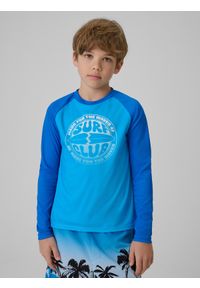 4f - 4F Longsleeve do pływania z nadrukiem chłopięcy - niebieski 146/152 (10-12 lat). Kolor: niebieski. Materiał: materiał, skóra. Wzór: nadruk #1