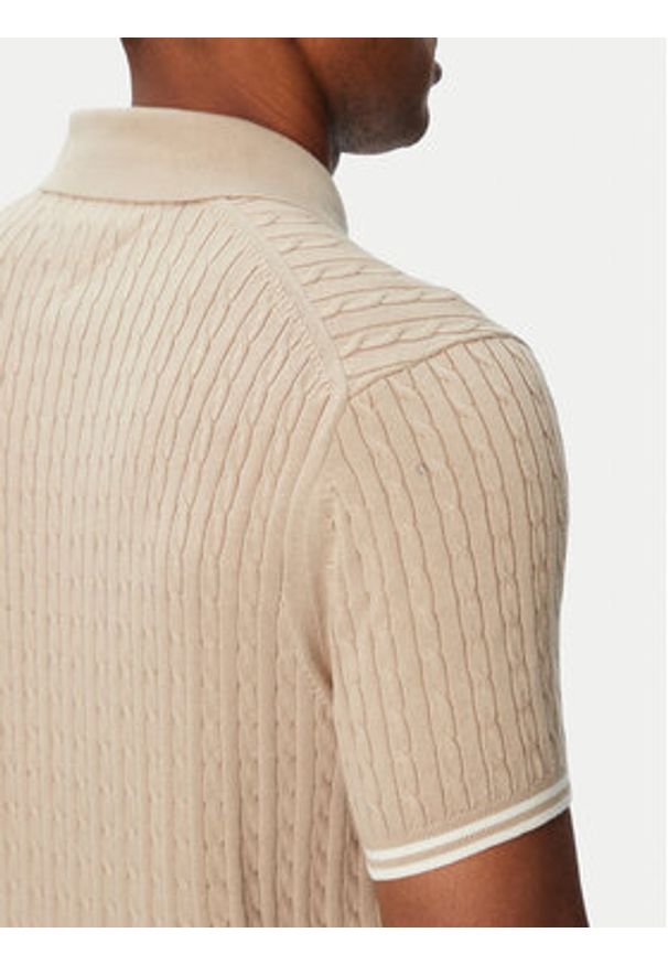 TOMMY HILFIGER - Tommy Hilfiger Polo MW0MW40701 Beżowy jasny Regular Fit. Typ kołnierza: polo. Kolor: beżowy. Materiał: bawełna