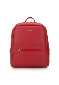 Wittchen - Damski plecak miejski prostokątny. Kolor: czerwony. Materiał: skóra ekologiczna. Wzór: paski. Styl: casual, elegancki #1