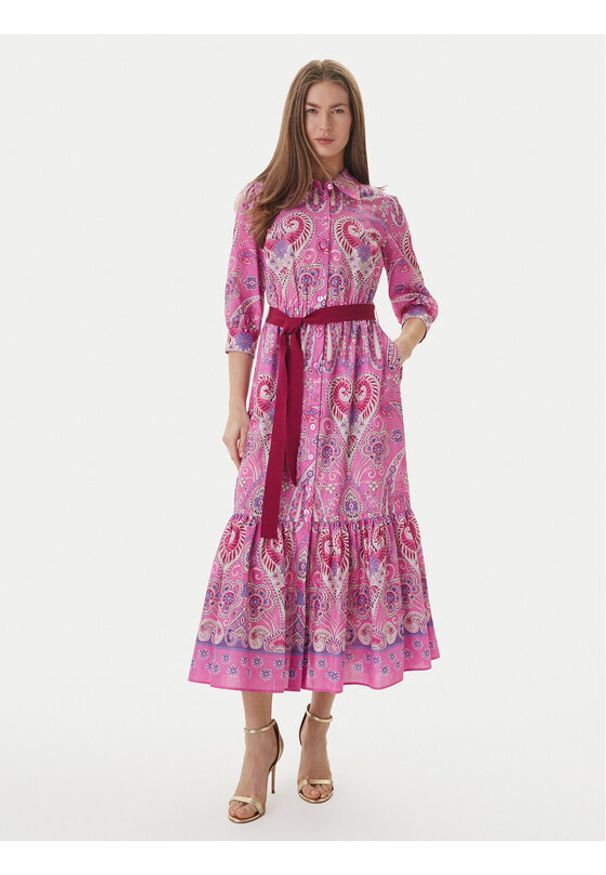Luisa Spagnoli Sukienka koszulowa Pampa 543211 Różowy Regular Fit. Kolor: różowy. Materiał: bawełna. Typ sukienki: koszulowe