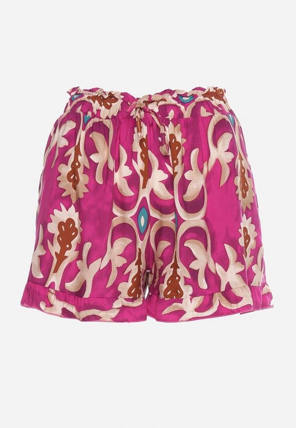 Born2be - Różowe Wiskozowe Szorty z Gumką w Pasie Tiamalise. Okazja: na co dzień. Kolor: różowy. Materiał: wiskoza. Styl: casual