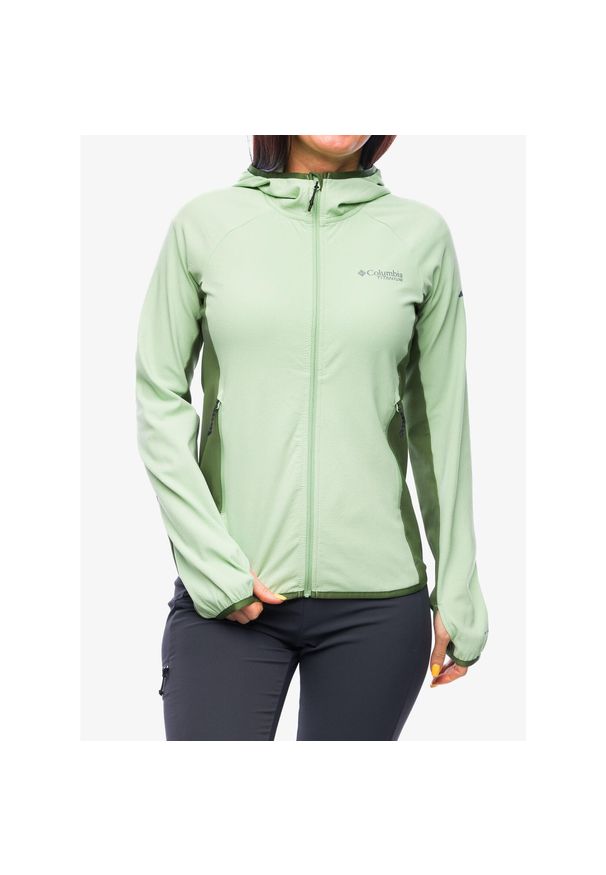 columbia - Bluza z kapturem damska Columbia Spectre Ridge Full Zip Hooded Tech Fleece. Typ kołnierza: kaptur. Kolor: zielony. Styl: sportowy. Sport: turystyka piesza