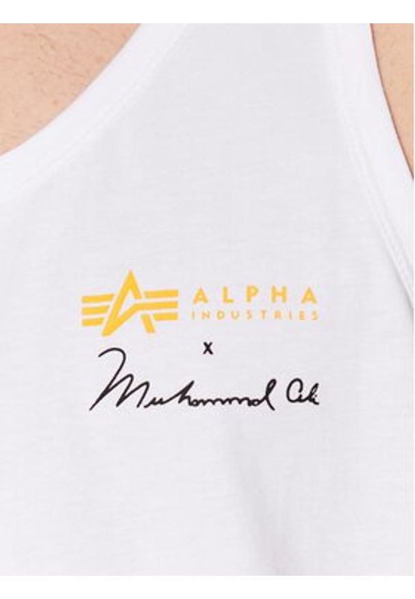 Alpha Industries Tank top Muhammad Ali 136563 Biały Regular Fit. Kolor: biały. Materiał: bawełna