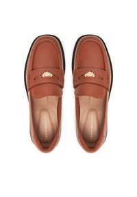 TOMMY HILFIGER - Tommy Hilfiger Lordsy Crest Squarish Toe Penny Loafer FW0FW08633 Brązowy. Kolor: brązowy. Materiał: skóra #4