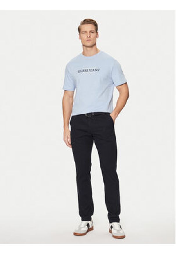 Guess Jeans T-Shirt M4YI42 K8FQ4 Niebieski Regular Fit. Kolor: niebieski. Materiał: bawełna