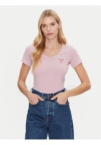 Guess T-Shirt W2YI45 J1314 Różowy Slim Fit. Kolor: różowy. Materiał: bawełna