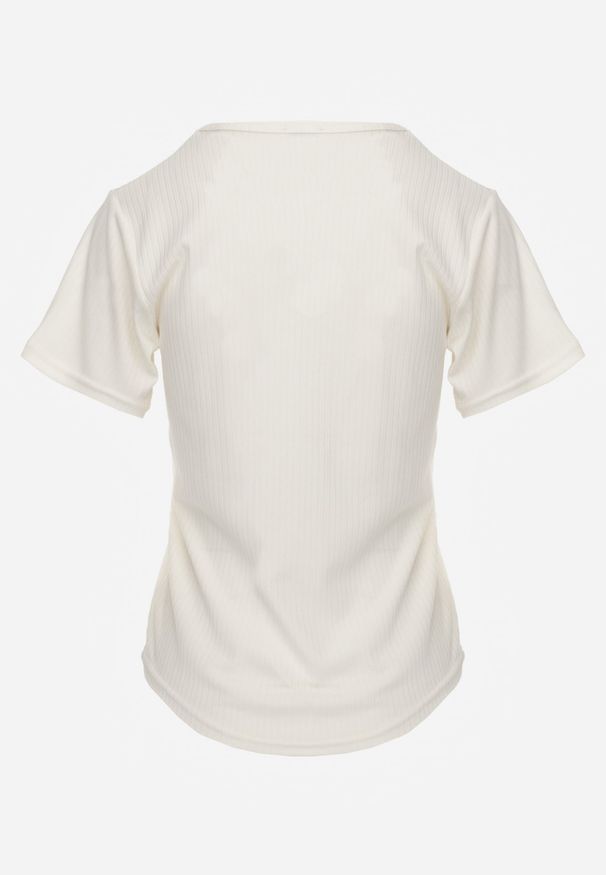 Renee - Jasnobeżowy T-shirt Basic z Okrągłym Dekoltem Dolea. Okazja: na co dzień. Kolor: beżowy. Materiał: jeans. Długość: krótkie. Wzór: gładki. Styl: casual