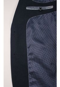 Casino - Granatowa Elegancka Marynarka, Taliowana, 2 Guziki -CASINO- Męska, Tłoczony Wzór, Dwa Rozcięcia. Kolor: niebieski. Materiał: poliester, wełna, wiskoza. Styl: elegancki #4