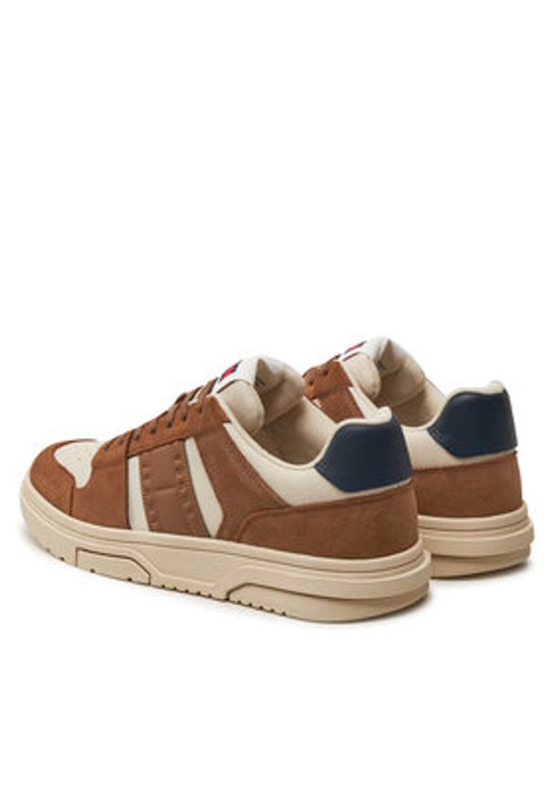 Tommy Jeans Sneakersy EM0EM01457 Brązowy. Kolor: brązowy. Materiał: skóra, zamsz