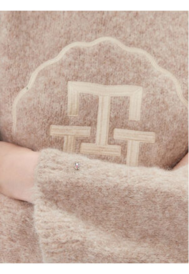 TOMMY HILFIGER - Tommy Hilfiger Sweter WW0WW40267 Beżowy Oversize. Kolor: beżowy. Materiał: wełna