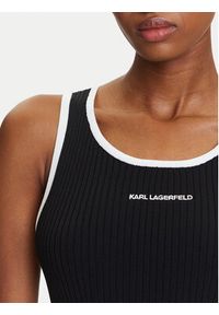 Karl Lagerfeld - KARL LAGERFELD Sukienka codzienna A3W13039 Czarny Slim Fit. Okazja: na co dzień. Typ kołnierza: dekolt w karo. Kolor: czarny. Materiał: syntetyk. Typ sukienki: proste. Styl: casual #4