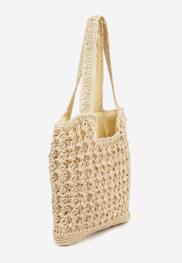 Born2be - Beżowa Torebka Plażowa Typu Shopper w Stylu Boho Galira. Kolor: beżowy. Sezon: lato. Styl: boho