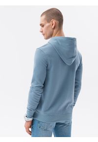 Ombre Clothing - Bluza męska z kapturem B1079 - błękitna - XXL. Typ kołnierza: kaptur. Kolor: niebieski. Materiał: bawełna, poliester #9