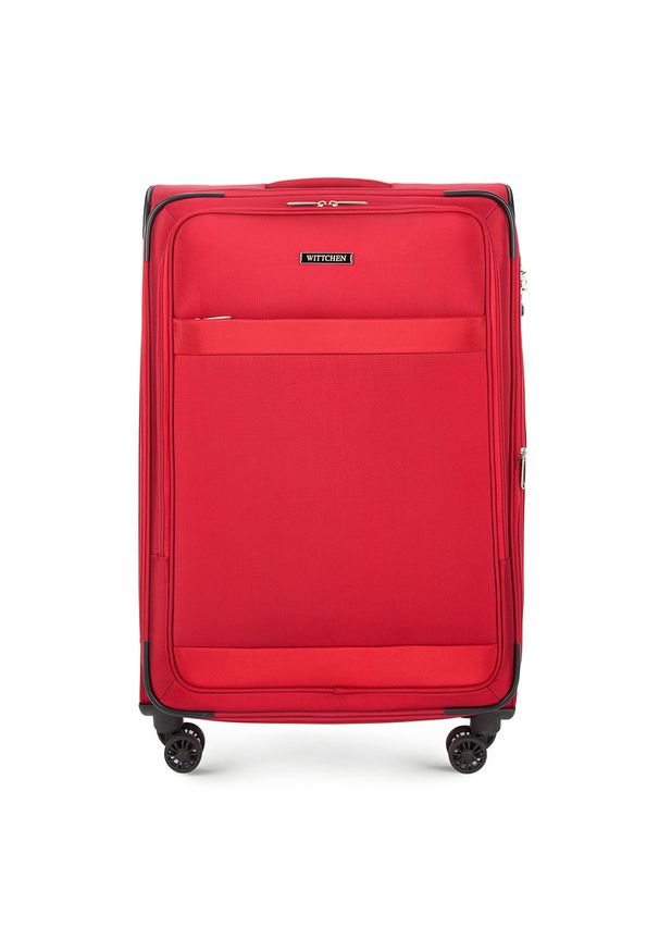 Wittchen - Duża miękka walizka prosta. Kolor: czerwony. Materiał: poliester