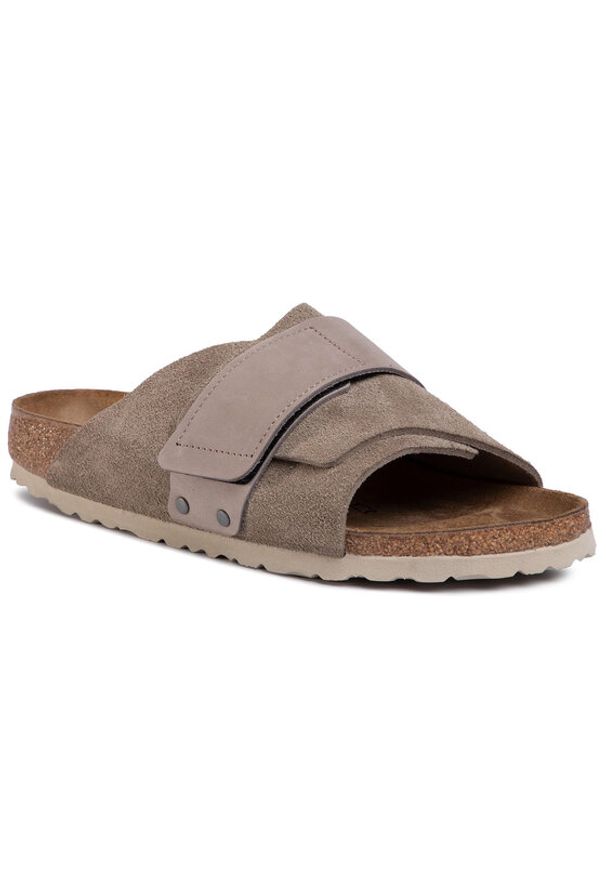 Birkenstock Klapki Kyoto 1015573 Szary. Kolor: szary. Materiał: skóra, zamsz