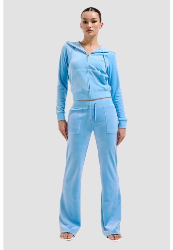 Juicy Couture - JUICY COUTURE Błękitne damskie spodnie dresowe Del Ray Pocketed Pant, Rozmiar XS. Kolor: niebieski. Materiał: dresówka