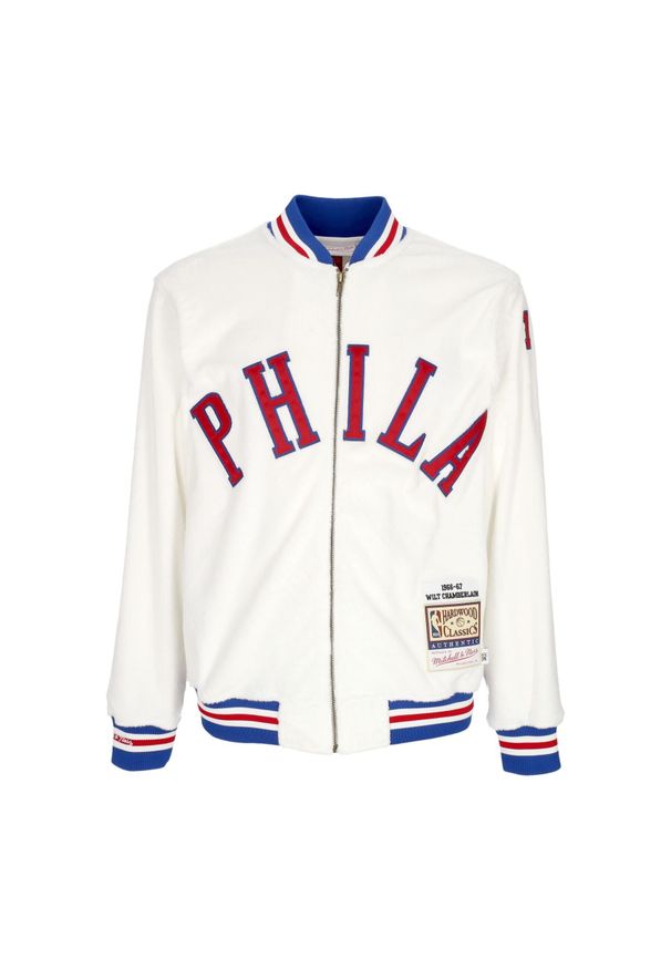 Mitchell & Ness - Strzelecka bluza dresowa Philadelphia 76ers Authentic Wilt Chamberlain 1966/67. Kolor: biały. Materiał: dresówka. Sport: koszykówka