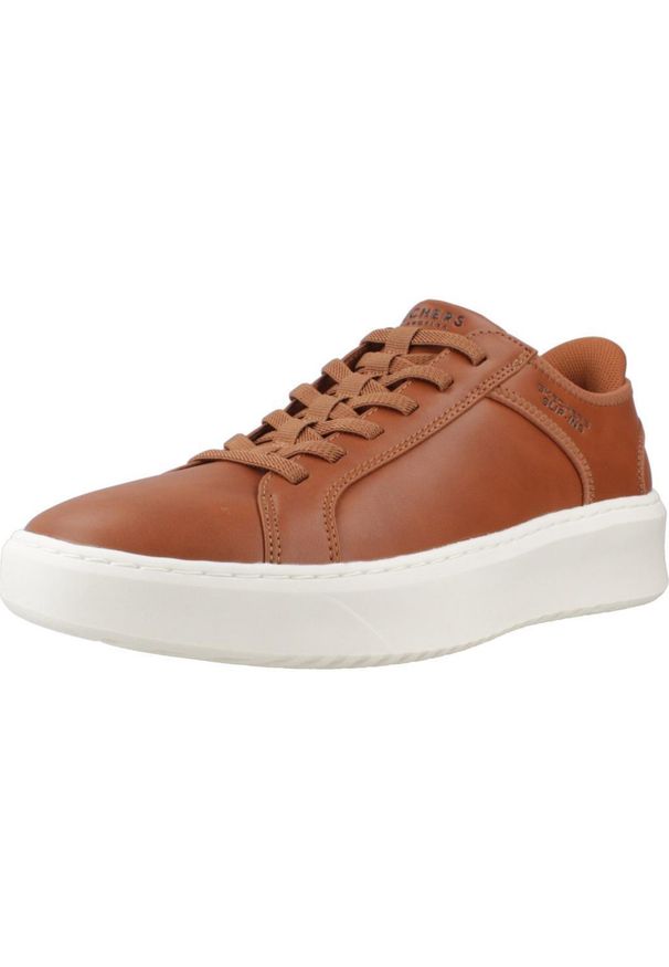 skechers - Buty SKECHERS COURT BREAK SLIP-INS Brązowy. Kolor: brązowy. Materiał: syntetyk, tkanina