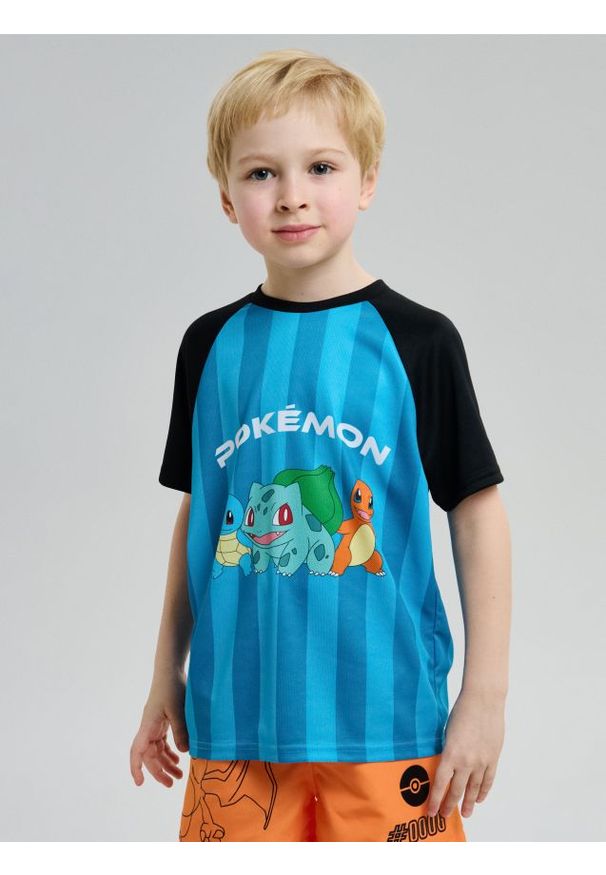 Sinsay - Koszulka z nadrukiem Pokemon - niebieski. Kolor: niebieski. Wzór: nadruk