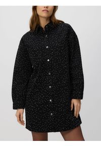 Reserved - Sukienka ze strasem - czarny. Kolor: czarny. Materiał: bawełna, tkanina #1