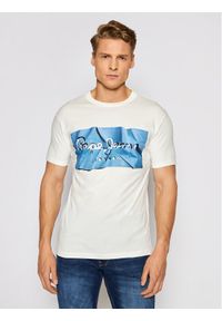 Pepe Jeans T-Shirt Raury PM506480 Biały Slim Fit. Kolor: biały. Materiał: bawełna #1