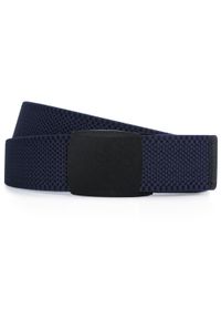 Modini - Granatowy elastyczny pasek do spodni z czarną klamrą PT18. Kolor: czarny, wielokolorowy, niebieski. Materiał: guma #1