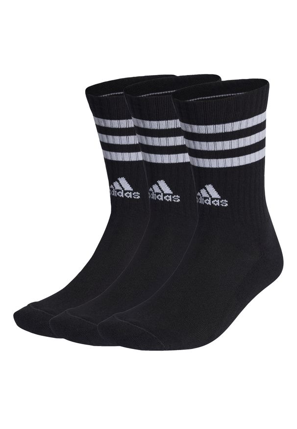 Adidas - 3-Stripes Cushioned Crew Socks 3 Pairs. Kolor: czarny, wielokolorowy, biały. Materiał: materiał. Sport: bieganie