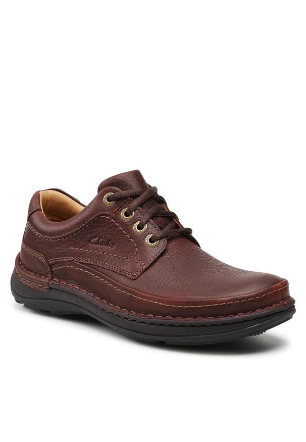 Półbuty Clarks - Nature Three 203390057 Mahogany Leather. Kolor: brązowy. Materiał: skóra