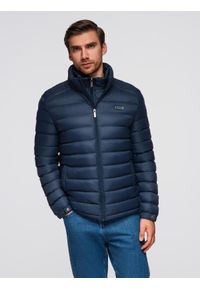 Ombre Clothing - Męska pikowana kurtka z dwoma zapięciami - granatowa V1 - Rozmiar: M. Okazja: na co dzień. Kolor: niebieski. Materiał: nylon, tkanina, poliester, materiał. Wzór: gładki, aplikacja. Styl: klasyczny, casual, elegancki #11