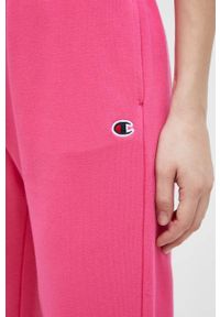 Champion spodnie dresowe kolor różowy gładkie. Kolor: różowy. Materiał: dresówka. Wzór: gładki #3