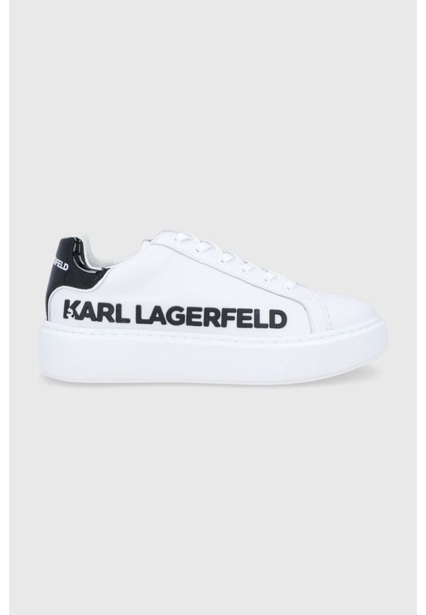 Karl Lagerfeld Buty KL62210.White.Lthr.w.B kolor biały na platformie. Nosek buta: okrągły. Zapięcie: sznurówki. Kolor: biały. Materiał: guma. Obcas: na platformie