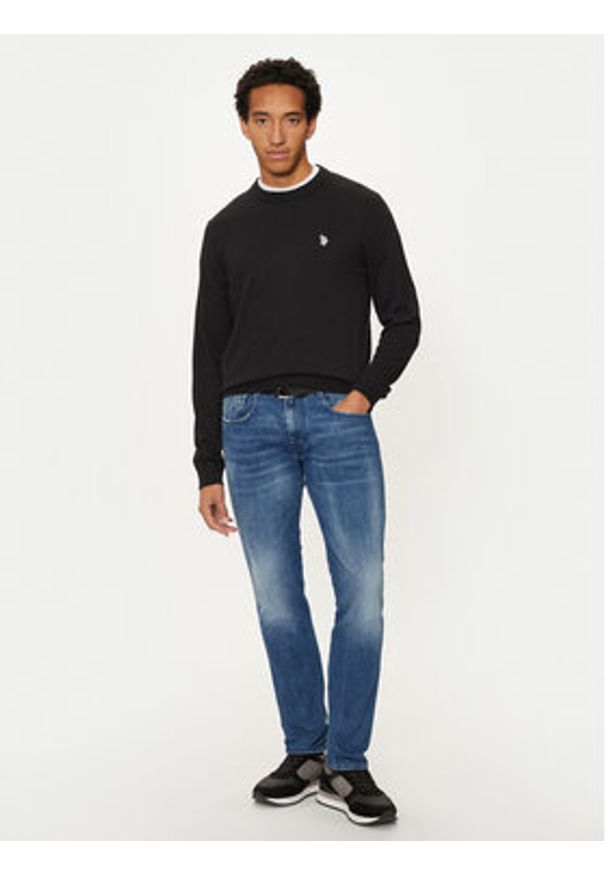 U.S. Polo Assn. Sweter MUP2961 Czarny Regular Fit. Typ kołnierza: polo. Kolor: czarny. Materiał: bawełna