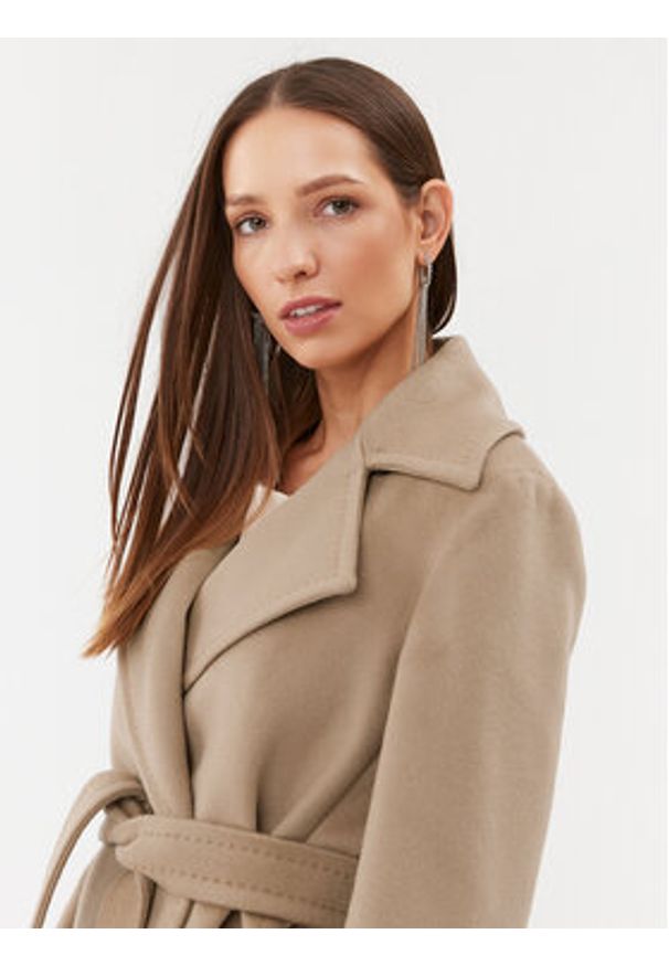 Marella Płaszcz wełniany Marna 2330161838200 Brązowy Regular Fit. Kolor: brązowy. Materiał: wełna