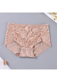 Intica - Majtki koronkowe z pełnym tyłem eleganckie Heidine. Kolor: beżowy. Materiał: koronka. Wzór: koronka #1