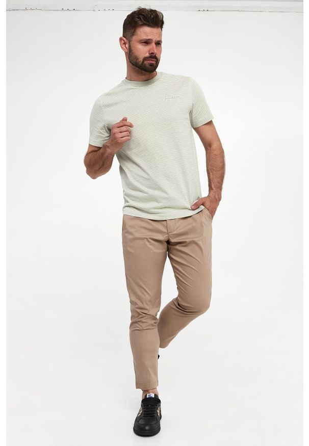 Burberry - T-shirt męski w paski BURBERRY. Wzór: paski