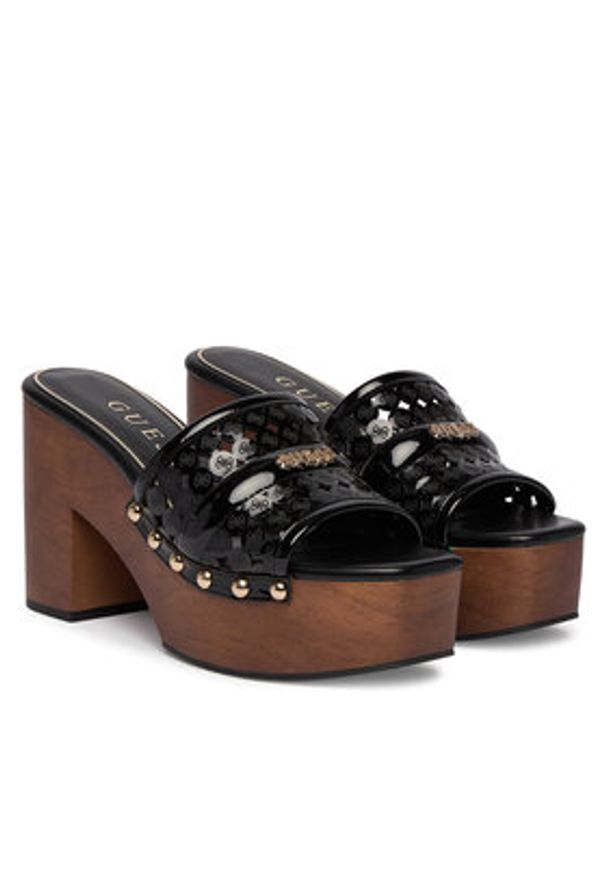 Guess Klapki FLJQUI PAF04 Czarny. Kolor: czarny. Materiał: skóra