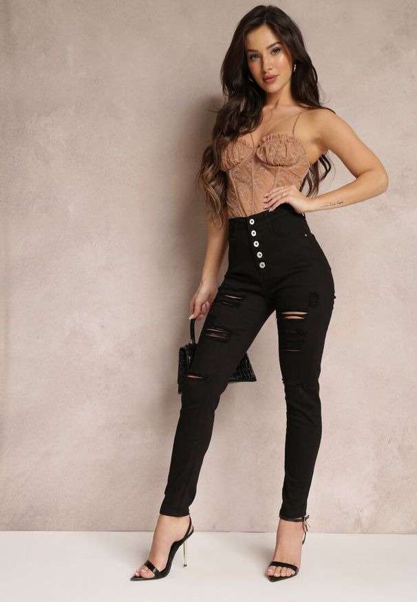 Renee - Czarne Jeansy Skinny z Wysokim Stanem Yholo. Stan: podwyższony. Kolor: czarny. Styl: klasyczny