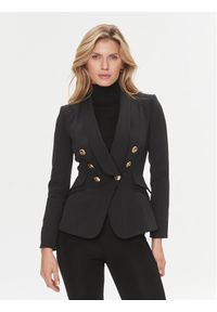 Elisabetta Franchi Marynarka GI-064-36E3 Czarny Regular Fit. Kolor: czarny. Materiał: syntetyk