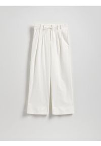 Reserved - Szerokie spodnie z zakładkami - złamana biel. Materiał: len, wiskoza #1