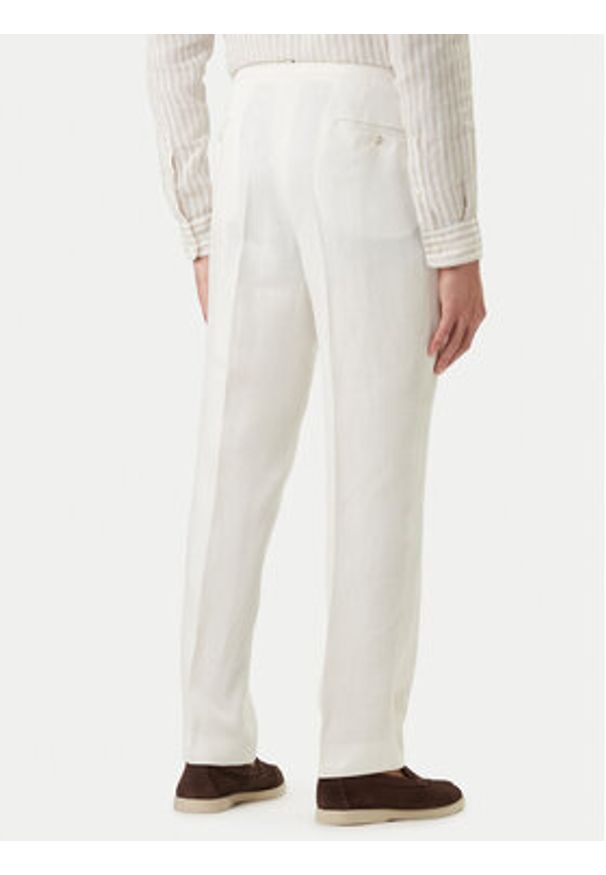 BOSS Spodnie materiałowe H-Perino 50563231 Biały Relaxed Fit. Kolor: biały. Materiał: len