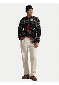 Polo Ralph Lauren Sweter 710982259001 Czarny Regular Fit. Typ kołnierza: polo. Kolor: czarny. Materiał: wełna #4