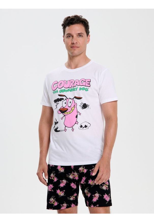 Sinsay - Bawełniana piżama dwuczęściowa z nadrukiem Courage the Cowardly Dog - wielobarwny. Materiał: bawełna. Wzór: nadruk