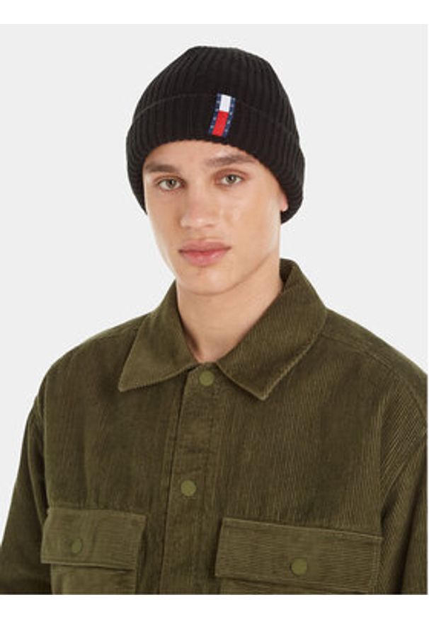 Tommy Jeans Czapka Im Tju Unisex Beanie AU0AU01808 Czarny. Kolor: czarny. Materiał: syntetyk