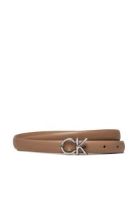 Calvin Klein Pasek Damski Ck Thin Belt 1.5Cm K60K612360 Beżowy. Kolor: beżowy. Materiał: skóra
