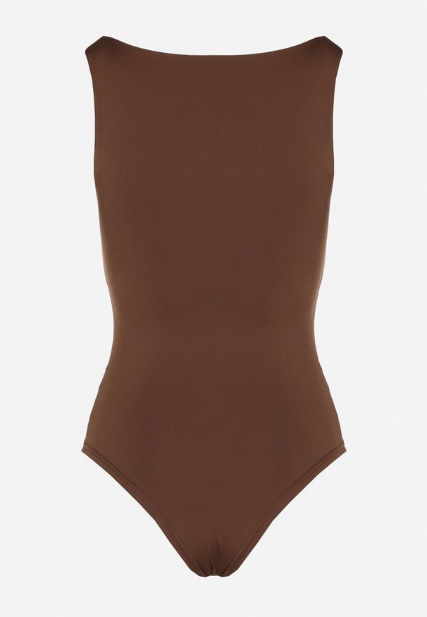 Born2be - Brązowe Body Hyrmime. Typ kołnierza: dekolt kwadratowy. Kolor: brązowy. Materiał: dzianina, jeans. Długość rękawa: bez rękawów. Sezon: lato. Styl: klasyczny