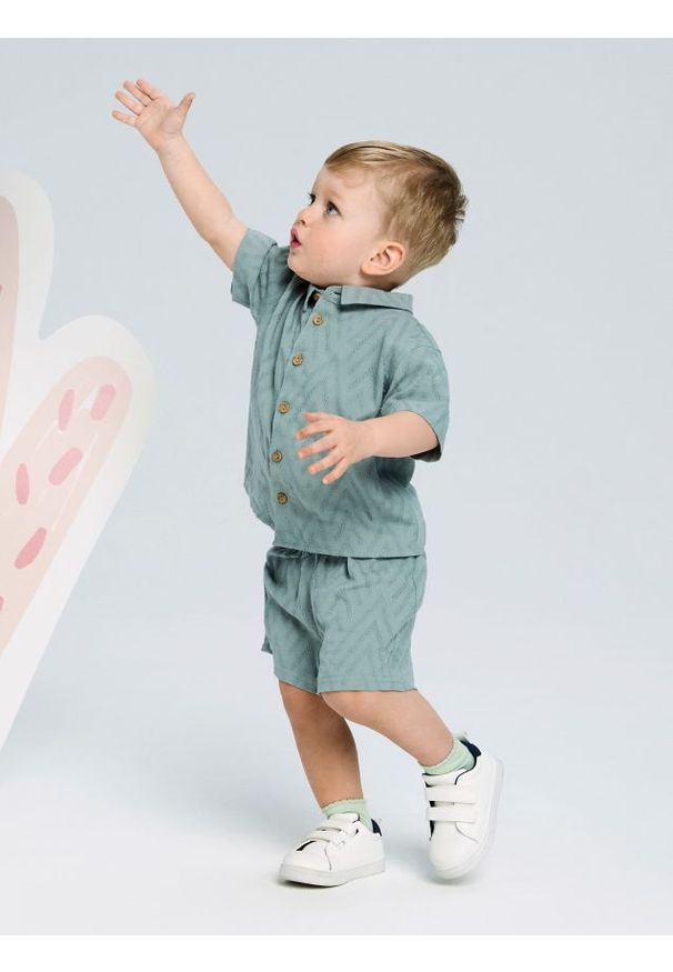 Sinsay - Koszula z żakardowej dzianiny - zielony. Kolor: zielony. Materiał: dzianina, żakard