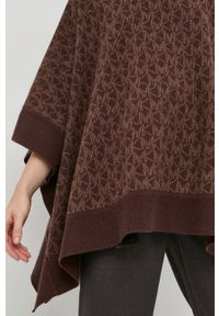 MICHAEL Michael Kors poncho z domieszką wełny kolor brązowy lekkie. Kolor: brązowy. Materiał: wełna #4