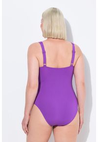 ULLA POPKEN - Damski Strój kąpielowy drapowanie miękkie miseczki regulowane ramiączka. Kolekcja: plus size. Kolor: fioletowy. Materiał: poliester, elastan, poliamid, materiał