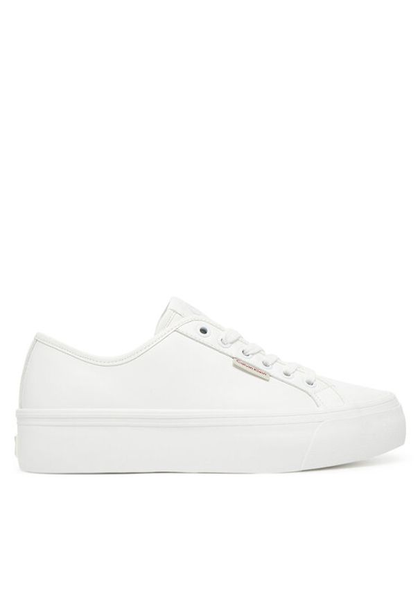 Calvin Klein Jeans Sneakersy Vulc Flatform Lth YW0YW01886 Biały. Kolor: biały. Materiał: skóra