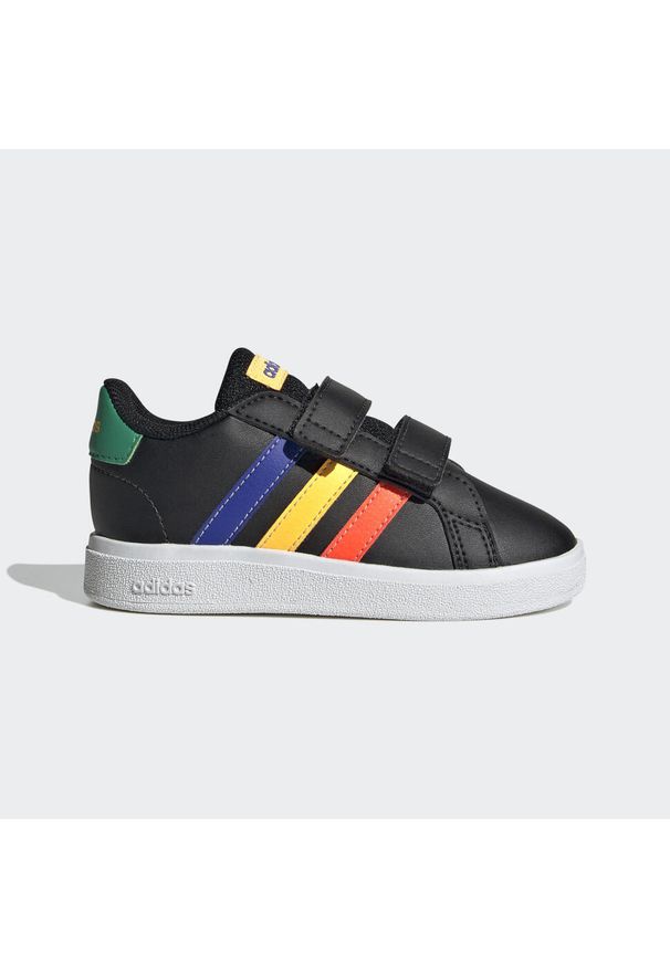 Adidas - Buty Grand Court Lifestyle Hook and Loop. Kolor: niebieski, czarny, wielokolorowy. Materiał: materiał. Sport: turystyka piesza